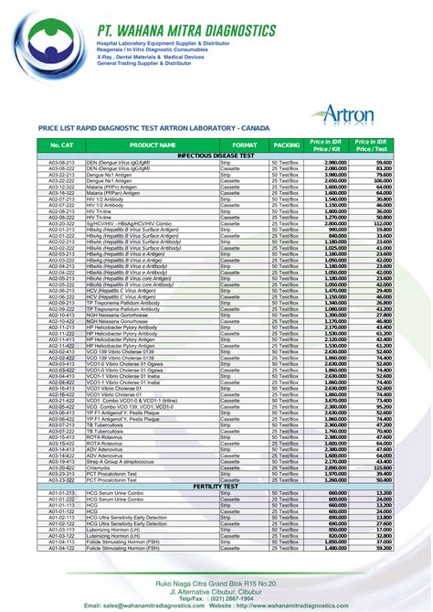 intercon diagnostic price list